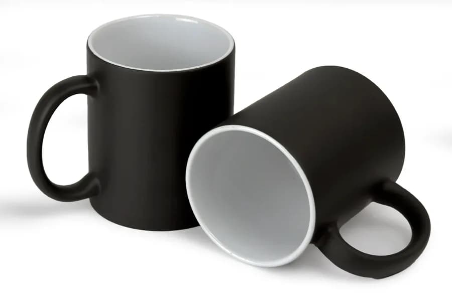 Caneca Mágica - Preta Fosca - Interior Branca - 325ml